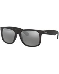 Ray-Ban - Justin sonnenbrille in schwarz mit verspiegelten grauen gläsern - Lyst