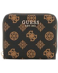 Guess - Accessoires ,Bruin ,Leer Stijlvolle Kaarthouder Met Rits - Lyst