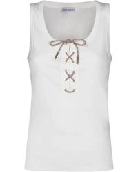 Burberry - Check Trim Katoenmix Tanktop - Lyst