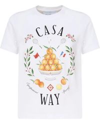 Casablancabrand - Camiseta de algodón blanca cuello redondo mangas cortas - Lyst