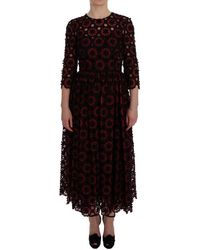 Dolce & Gabbana Floral Ricamo A-line Shift Dress - Rood