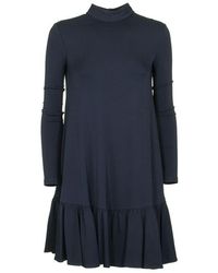 Elisabetta Franchi Long Sleeves Dress - Blauw
