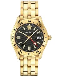 Versace - Greca Tijd Gmt Gouden Horloge Ve7C00723 - Lyst