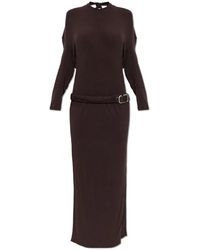 The Attico - Kleedjes ,Bruin ,Leer Lange Jurk Met Riem - Lyst