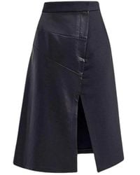 Barbara Bui - Rokken ,Zwart ,Wol Hoge Taille Zwart Leren En Wollen Rok - Lyst