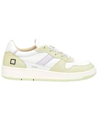 Date - Sneakers court 2.0 in pelle bianco e color menta - Lyst