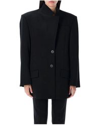 The Attico - Schwarzer wollblazer mit monolapelkragen - Lyst
