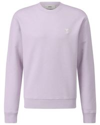 Ami Paris - Hoodies & Sweatvesten ,Roze ,Katoen Basis Katoenen Trui Met Logo - Lyst