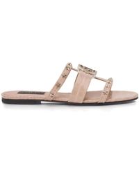 Philipp Plein - Schoenen ,Leer Hexagon Star-Detail Flat Sandalen - Lyst