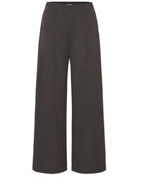 Ichi - Broeken ,Bruin ,Polyester Jacquard Herringbone Broek Zwart Bruin - Lyst