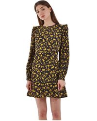 Tommy Hilfiger - Schwarzes blumenkleid mit langen ärmeln - Lyst