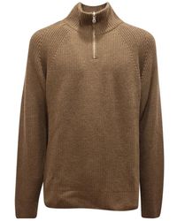 Brooksfield - Grüner Wollmischung Half-Zip Pullover - Lyst