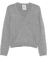 Semicouture - Grauer V-Ausschnitt Woll-Kaschmir-Pullover - Lyst