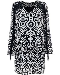 Kocca - Gemustertes minikleid mit fransen - Lyst