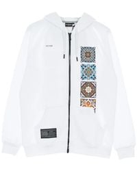 DOLLY NOIRE - Hoodies & Sweatvesten ,Wit ,Katoen Maioliche Circuit Printed Zip Up Hoodie - Lyst
