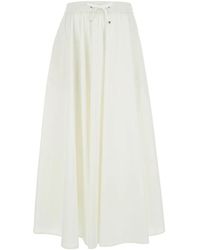 Herno - Rokken ,Wit ,Witte Gerende Rok Met Elastische Taille - Lyst