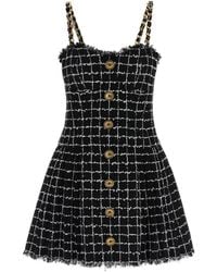 Balmain - Tweed Dress With Chain - Lyst