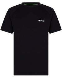 BOSS - Tops ,Zwart ,Polyester Slim-Fit T-Shirt Van Vierwegstretchstof - Lyst