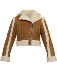Balmain - Jassen ,Bruin ,Leer Shearling Jacket - Lyst