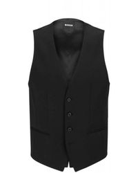 HUGO - Kostuums ,Zwart ,Wol Slim Fit Gilet - Lyst