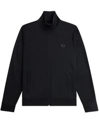 Fred Perry - Hoodies & Sweatvesten ,Zwart ,Klassieke Zip-Through Sweatshirt - Lyst