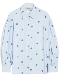Weekend by Maxmara - Camisa de algodón con mangas abullonadas y bordados - Lyst