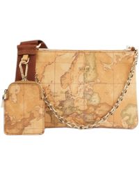 Alviero Martini 1A Classe - Tassen ,Bruin ,Klassieke En Witte Geo Print Schoudertas Met Afneembare Tasjes - Lyst