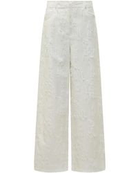 MSGM - Wide-Leg Jacquard Broek - Lyst