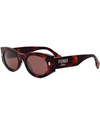 Fendi - Accessoires ,Bruin ,Stijlvolle Bril Met Brede Logo-Armen - Lyst