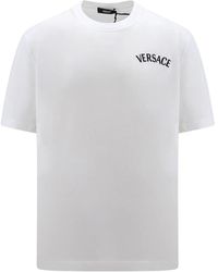 Versace - Logo besticktes baumwoll t-shirt - Lyst