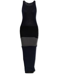 Balenciaga - Kleedjes ,Zwart ,Katoen Geribbelde Bodycon Jurk - Lyst