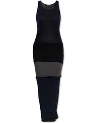 Balenciaga - Kleedjes ,Zwart ,Katoen Geribbelde Bodycon Jurk - Lyst