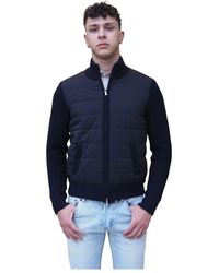Barba Napoli - Jassen ,Blauw ,Wol Blauwe Wollen En Nylon Jas - Lyst