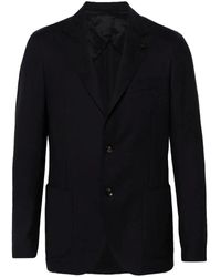 Lardini - Blauwe Wollen Blazer Met Broche Detail - Lyst