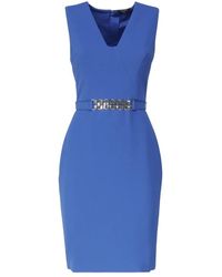 Guess - Vestido azul sin mangas de tela sintética con escote en v - Lyst