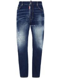 DSquared² - Jeans ,Blauw ,Denim Marineblauwe Distressed Denim Jeans - Lyst