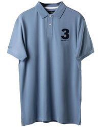 Hackett - Tops ,Blauw ,Katoen Heritage Number Polo - Lyst