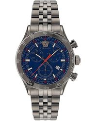 Versace - Chronograph hellenyium chrono grau blau uhr - Lyst