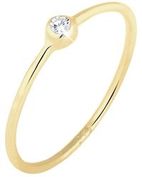Elli Jewelry - Klassieke Gouden Ring Met Zirkonia Steen - Lyst
