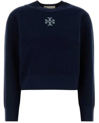 Tory Burch - Truien & Vesten ,Blauw ,Wol Wool Blend Sweater - Lyst