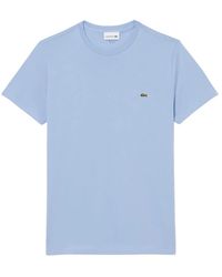 Lacoste - Tops ,Blauw ,Katoen Pima Cotton T-Shirt - Lyst