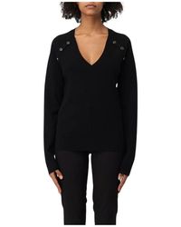 Liu Jo - Weiße V-Ausschnitt Strickpullover - Lyst