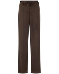 Marc Cain - Broeken ,Bruin ,Polyester Warri Wijde Broek - Lyst