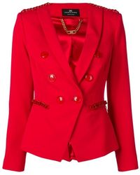 Elisabetta Franchi Double-breasted Jacket With Chains - Rood