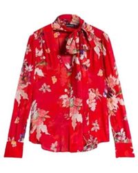 Twinset - Blumiges v-ausschnitt top mit schleife - Lyst