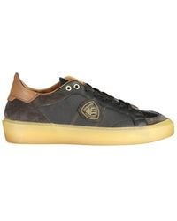 Blauer - Schwarzer Leder Herren Sneaker - Lyst