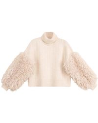byTiMo - Truien & Vesten ,Wit ,Pluizige Faux Fur Turtleneck Sweater - Lyst