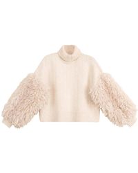 byTiMo - Truien & Vesten ,Wit ,Pluizige Faux Fur Turtleneck Sweater - Lyst