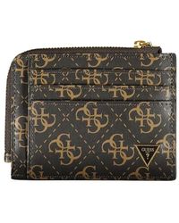 Guess - Portafoglio elegante in pelle marrone con cerniera - Lyst