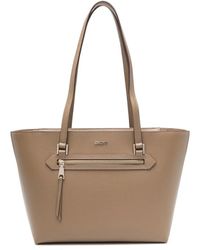 DKNY - Tassen ,Leer Blauwe Leren Tote Tas Met Logo - Lyst
